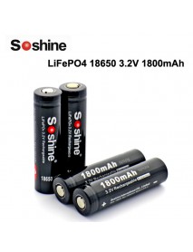 Soshine LiFePO4 18650 3.2V 1800mAh Rechargeable 18650 Battery with PCB (2 pcs)