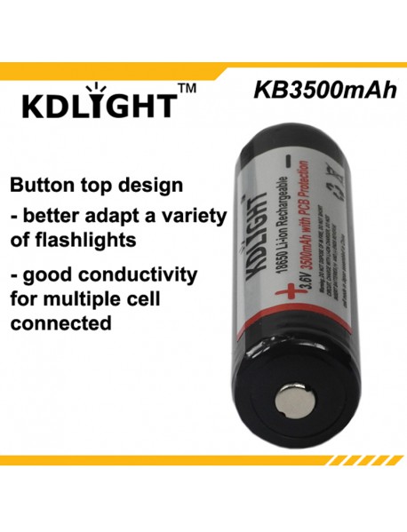 KDLIGHT KB3500mAh 3.6V 3500mAh Rechargeable Li-ion 18650 Battery with PCB