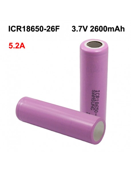 ICR18650-26F 3.7V 5.2A 2600mAh Rechargeable Li-ion 18650 Battery without PCB 