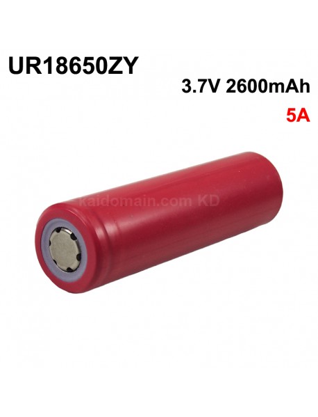UR18650ZY 3.7V 5A 2600mAh Rechargeable Li-ion 18650 Battery without PCB - 1 pc