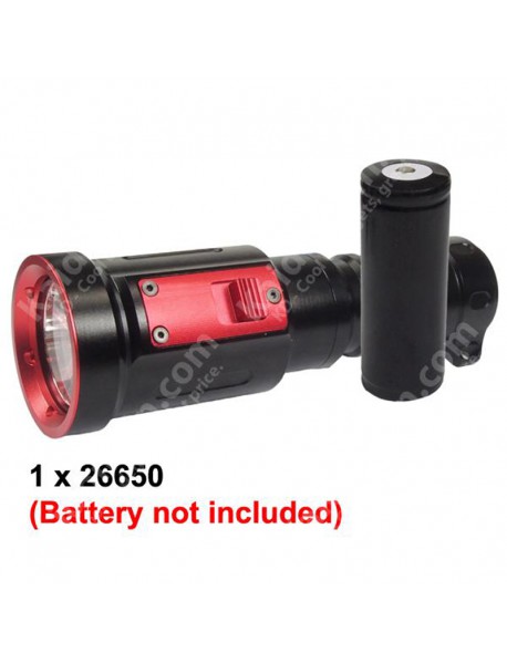DP026 Cree XM-L2 White 900 Lumens 3-Mode Diving LED Flashlight - Black ( 1x26650 )