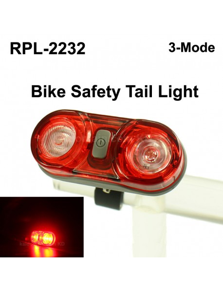 RP RPL-2232 2 x RED LED 3-Mode Safety Bike Tail Light with Mount - Black ( 2xAAA )