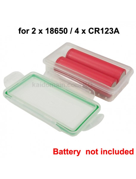 2x18650G Waterproof Battery Storage Box for 2x18650 / 4xCR123A - Transparent (1 pc)