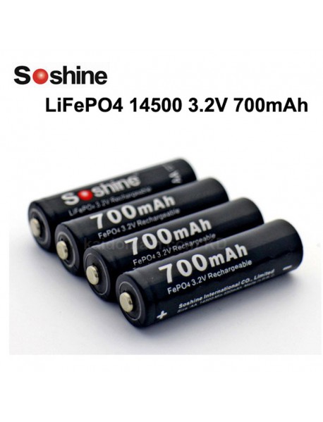 Soshine LiFePO4 14500/AA 3.2V 700mAh Rechargeable 14500 Battery / AA Battery (4 pcs)
