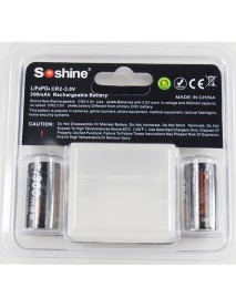 Soshine LiFePO4 CR2 3.0V 300mAh Protected Rechargeable CR2 Battery (2 pcs)