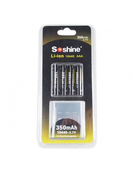 Soshine 10440/AAA 3.7V 350mAh Rechargeable Li-ion 10440 Battery / AAA Battery (4 pcs)