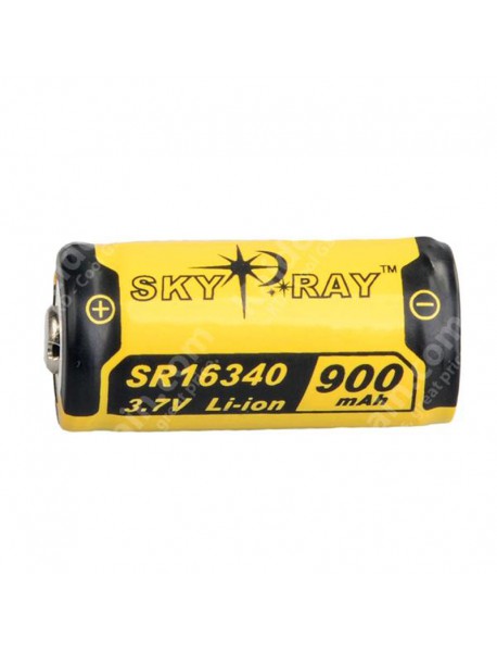 SKY RAY SR16340 3.7V 900mAh Protected Rechargeable Li-ion 16340 Battery - 2 pcs