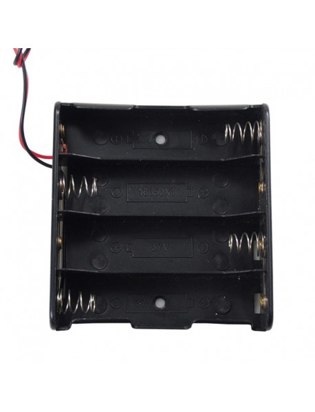 DIY 4 x 18650 Series 14.8V Battery Holder with Leads - Black (1 pc)