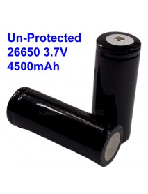 Unprotected 26650 3.7V 4500mAh Rechargeable Li-ion 26650 Battery - 2 pcs
