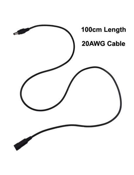 5.5mm x 2.1mm Male to Female 20AWG Extension Cable - Black ( 100cm Length )