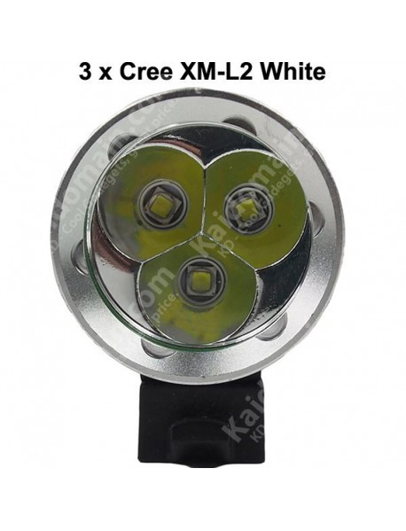 BL344 3 x Cree XM-L2 U2 White 6500K 4-Mode 1200 Lumens LED Bike Light - Black