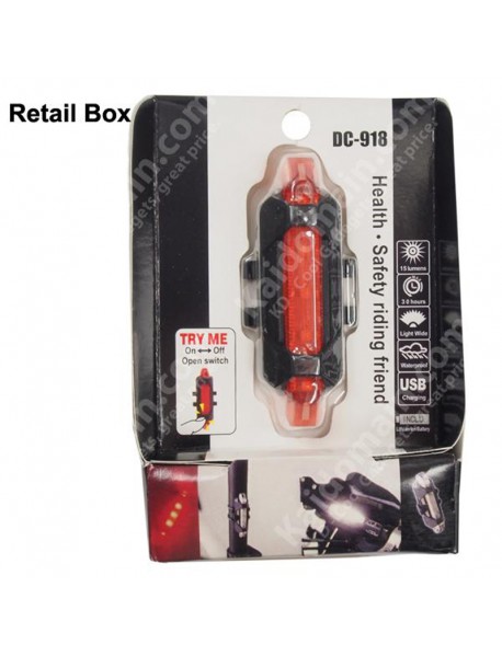 DC918 High Power Red Light 4-Mode USB Rechargeable Bike Tail Light (1 pc)