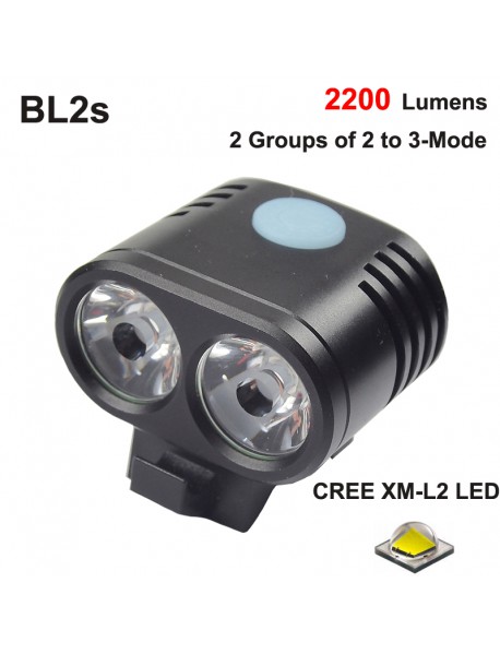 BL2s 2 x Cree XM-L2 U3  2 Groups of 2 to 3-Mode 2200 Lumens Bike Light - Black (Battery not included)