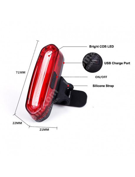 NQY-096 High Power COB LED Light 4-Mode Rechargeable Bike Tail Light - Black and White ( 1 pc )