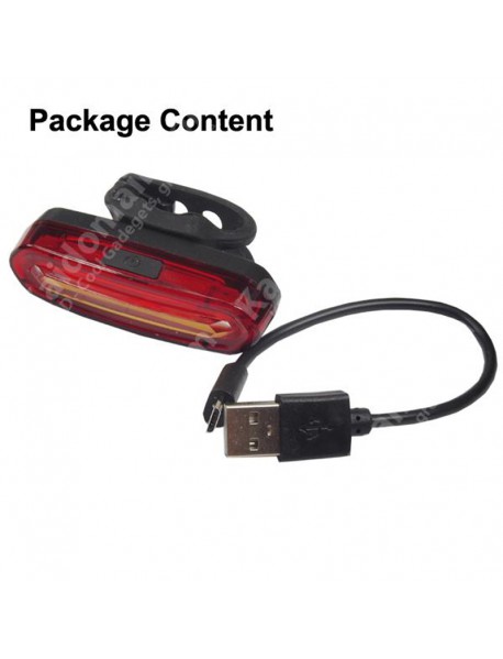 NQY-096 High Power COB LED Red and White Light 6-Mode Rechargeable Bike Tail Light - Black ( 1 pc )