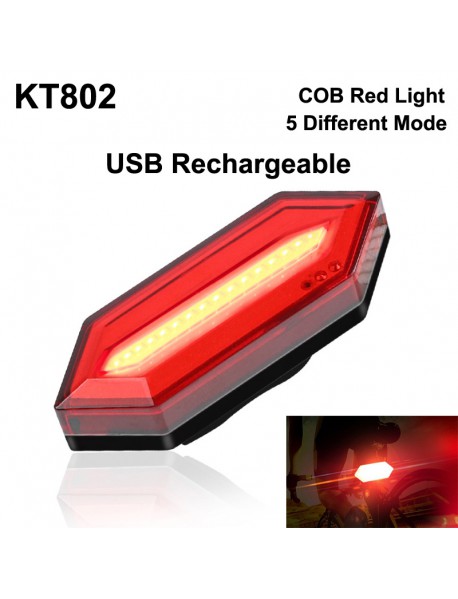 KT802 COB Red LED 4-Mode USB Rechargeable Safety Bike Rear Light (1 pc)
