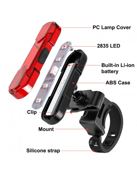 AS1010 5 x LED 4-Mode USB Rechargeable Bike Tail Light (1 pc)