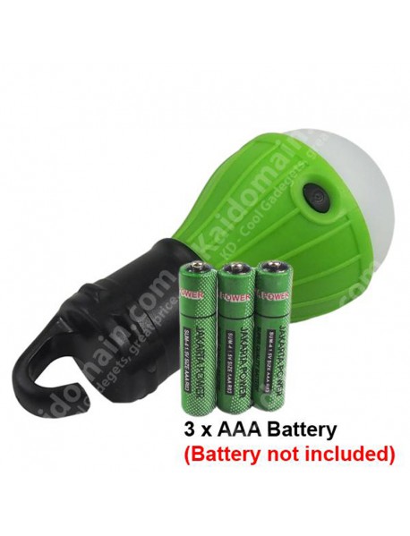 3 x 8mm 3-Mode LED Camping Lantern - Green (3 x AAA)