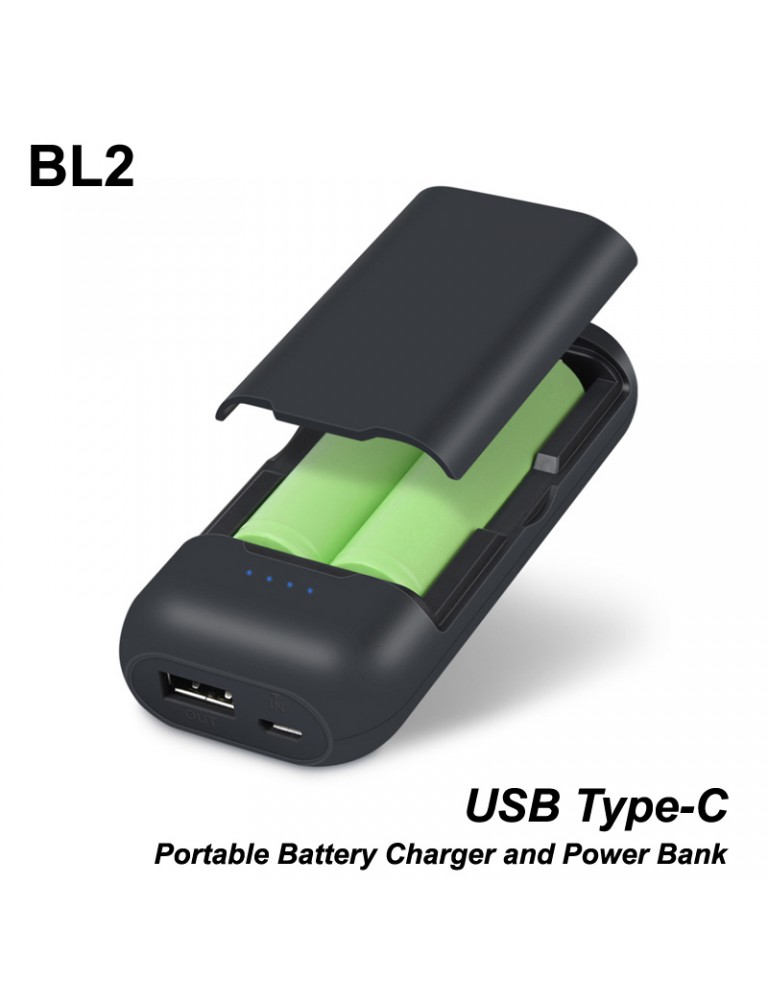 BL2 2 x 18650 Type-c Portable Battery Charger and Power Bank
