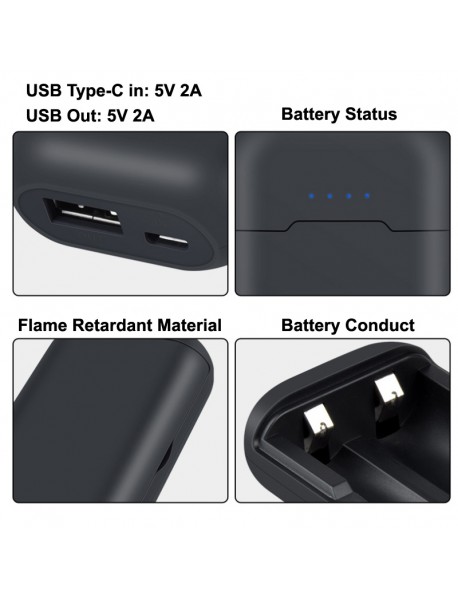 BL2 2 x 18650 Type-c Portable Battery Charger and Power Bank - Black (1 PC)