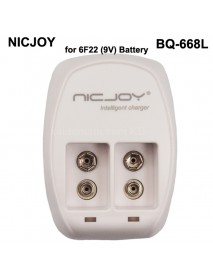 NICJOY BQ-668L Smart Dual-Slot Battery Charger for 6F22(9V) Batteries - White ( US Plug )