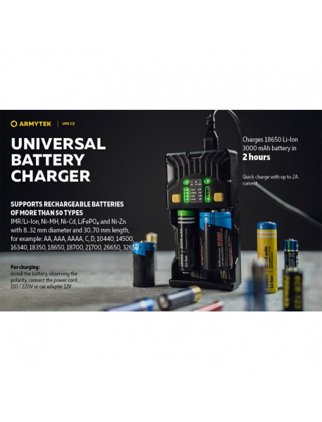 Armytek Uni C2 Dual Slot Universal Battery Charger