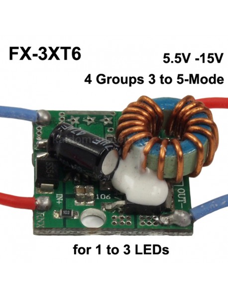 FX-3XT6 25mm 2A 5.5V - 16V 4 Groups 3 to 5-Mode Buck Driver Circuit Board for 1 to 3 LEDs (1 pc)