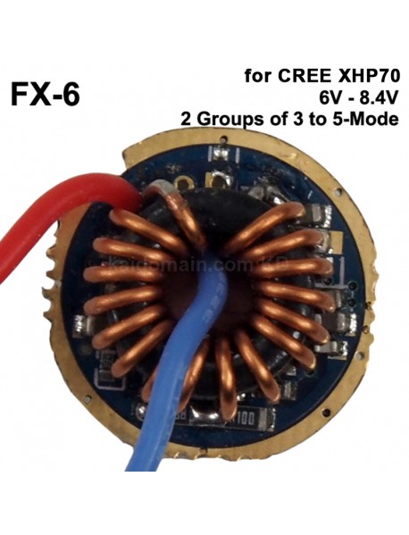 FX6 22mm 6V - 8.4V 5A 2 Groups of 4 to 6-Mode Driver Circuit Board for XHP70 (1 pc)