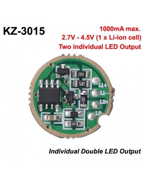KZ-3015 20mm Double Output 1000mA 2.7V - 4.5V 1-cell 2-Mode Driver Board (1 pc)