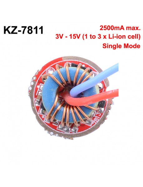 KZ-7811 17mm 2500mA 3V - 15V 1 to 3-cell 1-Mode Driver Board (1 pc)