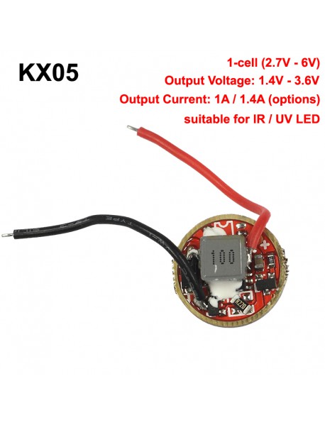 KX05 17mm 1-cell 1000mA / 1400mA 1-Mode Flashlight Driver Circuit Board for IR LED ( 1 pc )