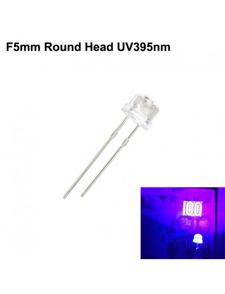 F5mm 3V - 3.4V 20mA UV395nm Round Head LED Diodes (10 pcs)