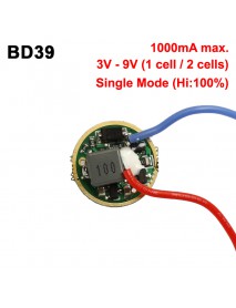 BD39 17mm 1000mA 3V - 9V 1 cell or 2 cells 1-Mode Buck Driver Board (1 pc)
