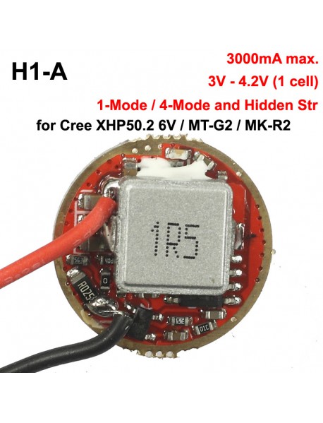 H1-A 20mm 3000mA 1-cell Boost Driver Board for Cree XHP50 6V / MT-G2 / MK-R2 (1 pc)