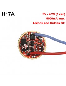 H17A 17mm 3V - 4.2V 5A 1 cell 5-Mode Flashlight Driver Board for 3V XHP50.2 / SST-40 LEDs