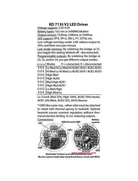 KDLITKER 7135 V2 17mm 1-Cell 16-Groups Flashlight Driver