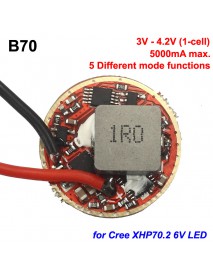 B70 22mm 5000mA 3V - 4.2V 1-cell 5-Mode Boost Driver Board for Cree XHP70 6V