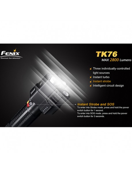 Fenix TK76 2*Cree XM-L2 U2 & 1*Cree XM-L2 T6 2800 Lumens 6-Mode LED Flashlight ( 4*18650 )