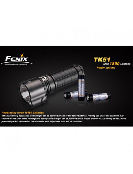 Fenix TK51 2*Cree XM-L2 U2 1800 Lumens 4-Mode LED Flashlight ( 3*18650 )