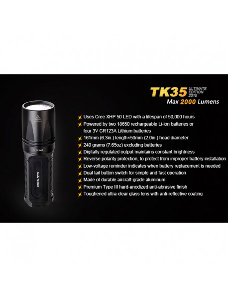 Fenix TK35 UE (2015) Cree XHP 50 2000 Lumens 7-Mode LED Flashlight ( 4*CR123A / 2*18650 )