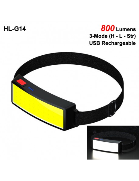 HL-G14 COB 800 Lumens 3-Mode USB Rechargeable COB LED Headlamp (1 PC)