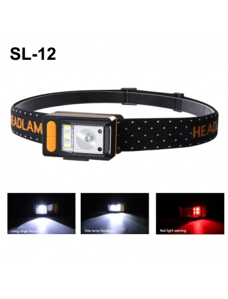 SL-12 White and Red Light Motion IR Sensor USB Rechargeable LED Headlamp (1 PC)
