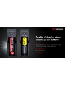 KLARUS K1 Smart Battery Charger for 25500 / 26650 / 18650 / 18490 / 18350 / 17670 / 14500 / 16340 Battery
