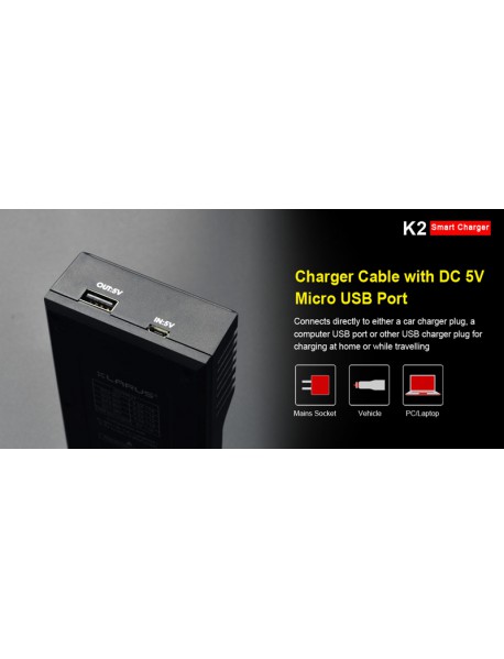 KLARUS K2 Smart Battery Charger for 26650 / 18650 / 18490 / 18350 / 17670 /17500 / 14500 / 16340  / 10440 Battery