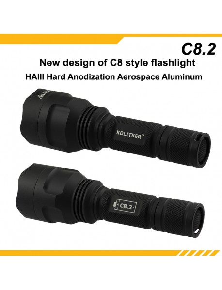 KDLITKER C8.2 Cree XP-L HI 1100 Lumens 3-Mode LED Flashlight - Black ( 1x18650 )