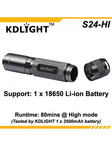 KDLITKER S24-HI Cree XP-L 1100 Lumens LED Flashlight - Silver Grey (1x18650)