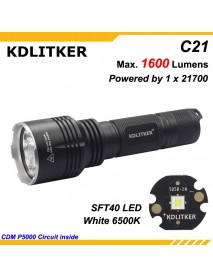 KDLITKER C21 SFT40 1600 Lumens 6-Mode Long Range Hunting 21700 LED Flashlight