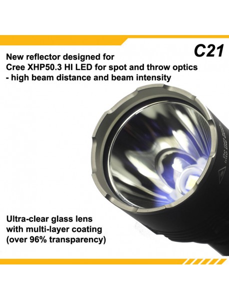 KDLITKER C21 Cree XHP50.3 2000 Lumens 5-Mode Long Range Hunting 21700 LED Flashlight