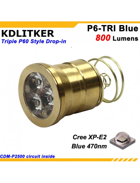 KDLITKER Triple Cree XP-E2 Blue 470nm 800 Lumens Fishing LED Drop-in Module (Dia. 26.5mm)