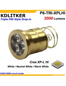 KDLITKER Triple Cree XP-L HI 2000 Lumens High Power LED Drop-in Module (Dia. 26.5mm)